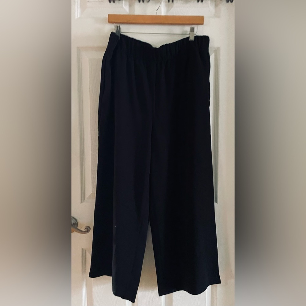 H&M Womens Black Wide Leg Trouser Pants with Pockets Large